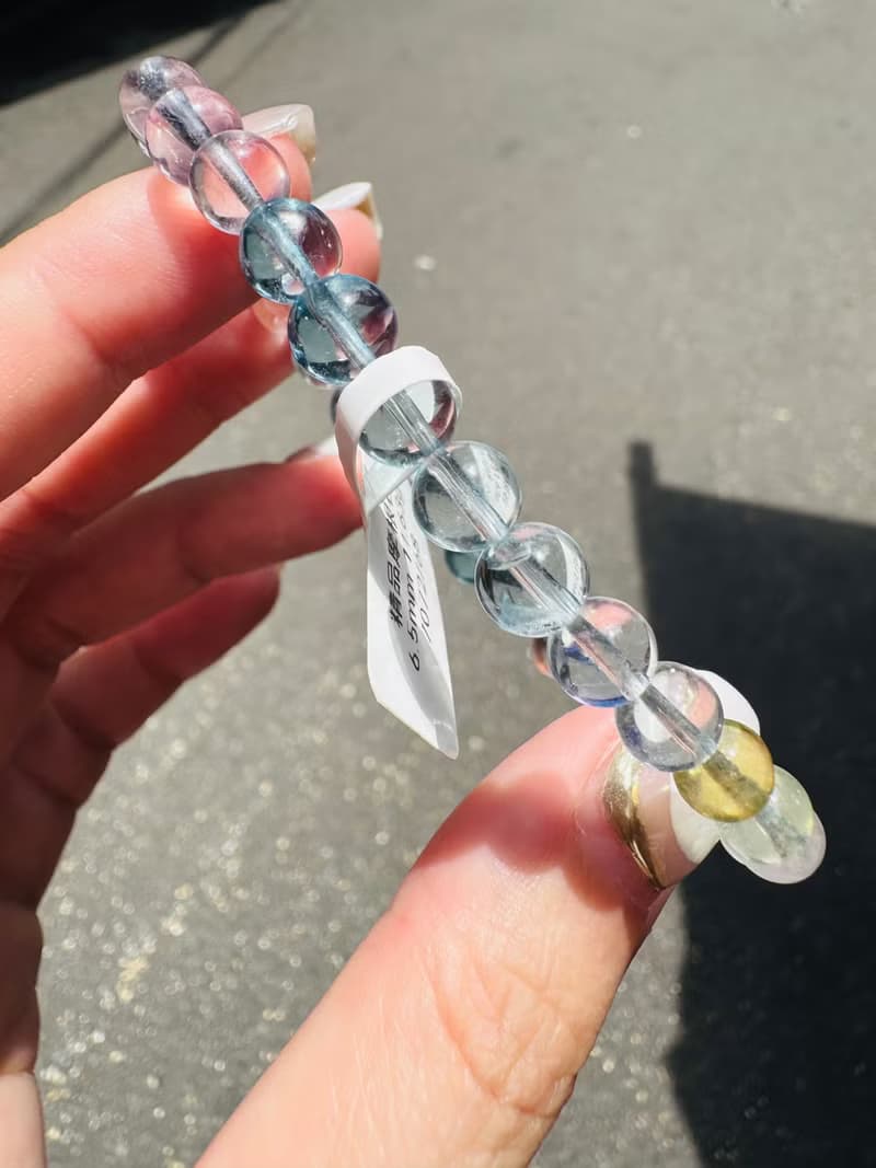 精品級自用天然彩色摩根石水晶6.5mm11.63g釋放壓力情感療癒