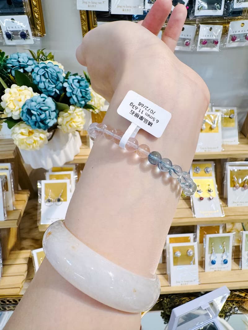 精品級自用天然彩色摩根石水晶6.5mm11.63g釋放壓力情感療癒