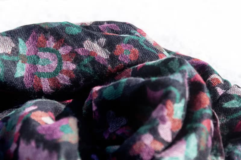 喀什米爾Cashmere 編織羊絨圍巾 純羊毛圍巾披巾 戒指絨披肩-花朵
