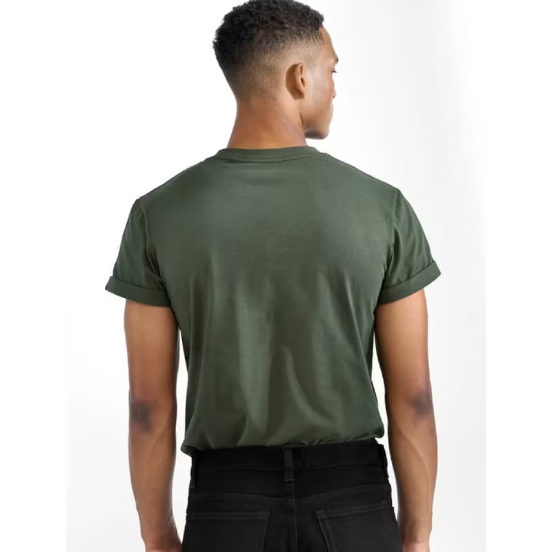 北歐極簡 - Roll-Up Tee 捲袖圓領T - 軍綠
