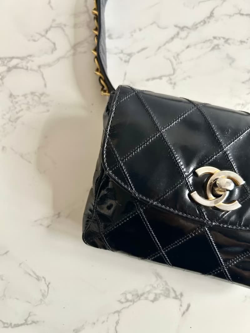 【LA LUNE】稀有中古二手Chanel黑色腰帶小單肩腋下包側揹背手袋