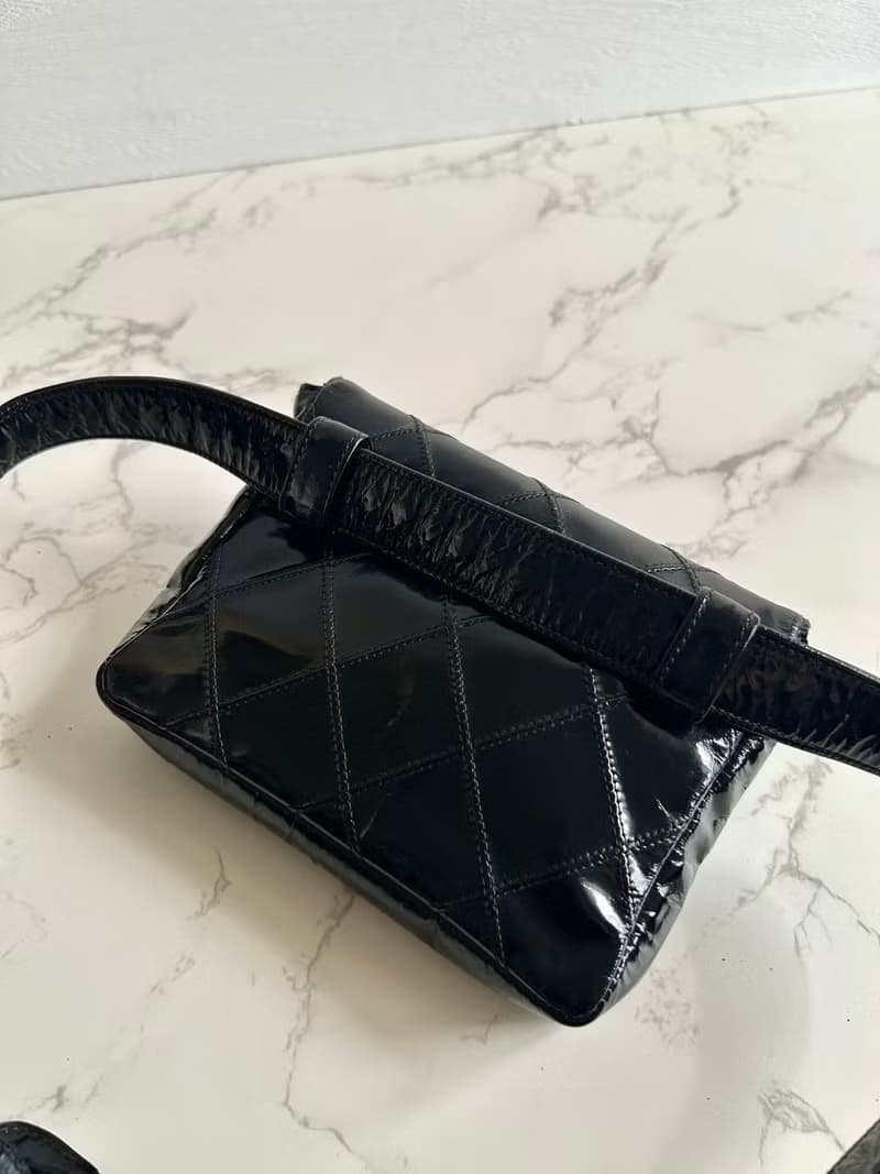 【LA LUNE】稀有中古二手Chanel黑色腰帶小單肩腋下包側揹背手袋