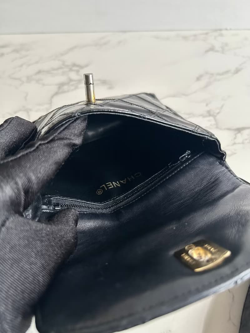 【LA LUNE】稀有中古二手Chanel黑色腰帶小單肩腋下包側揹背手袋