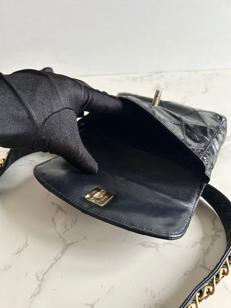 【LA LUNE】稀有中古二手Chanel黑色腰帶小單肩腋下包側揹背手袋