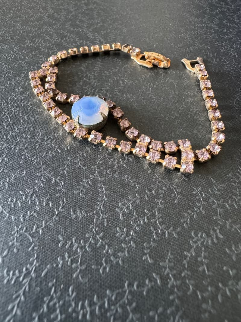 老又好古董珠寶 透光萊茵石手鍊 BR227