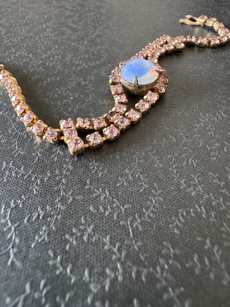 老又好古董珠寶 透光萊茵石手鍊 BR227