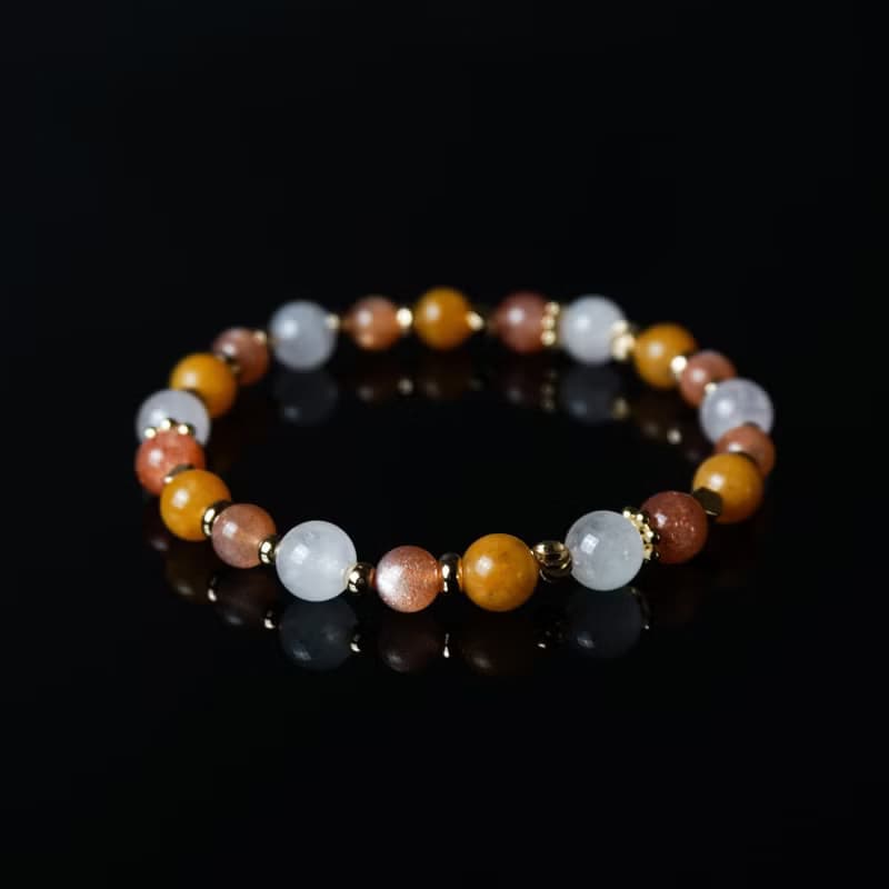 童心未泯 // 太陽石粉晶黃玉 手鍊 // 富足 勇氣 自信 人緣