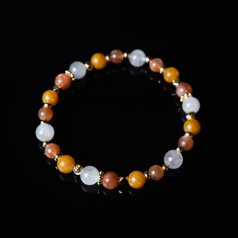 童心未泯 // 太陽石粉晶黃玉 手鍊 // 富足 勇氣 自信 人緣