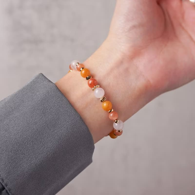 童心未泯 // 太陽石粉晶黃玉 手鍊 // 富足 勇氣 自信 人緣