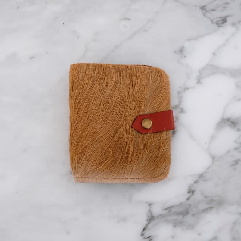 法國復古毛皮手工皮革錢包