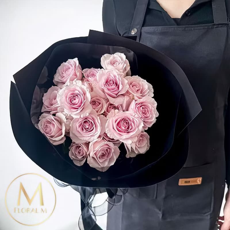 粉霧巴黎初戀玫瑰鮮花花束