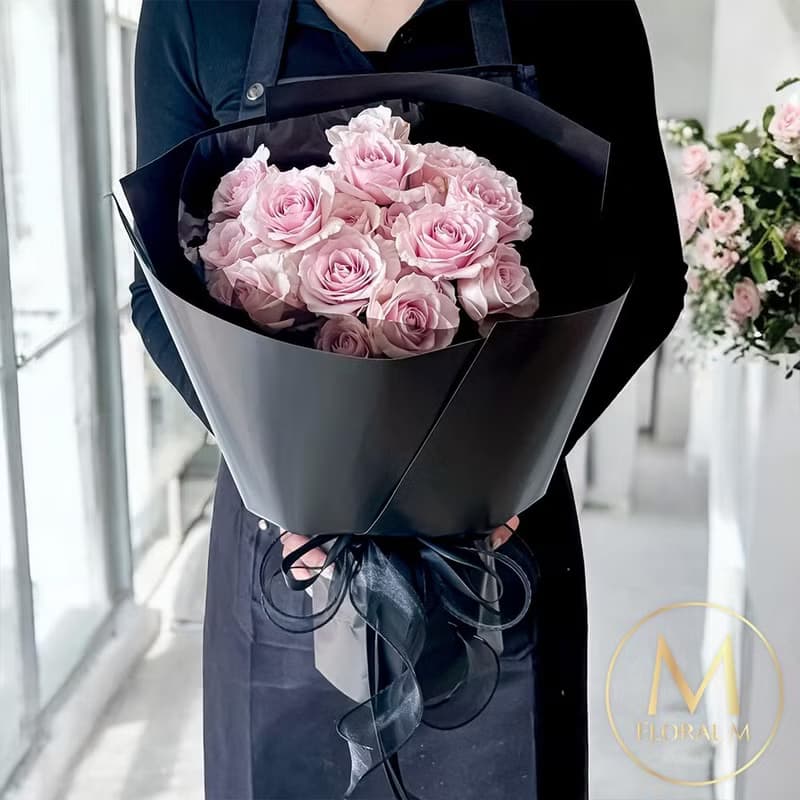 粉霧巴黎初戀玫瑰鮮花花束