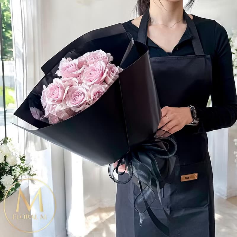 粉霧巴黎初戀玫瑰鮮花花束