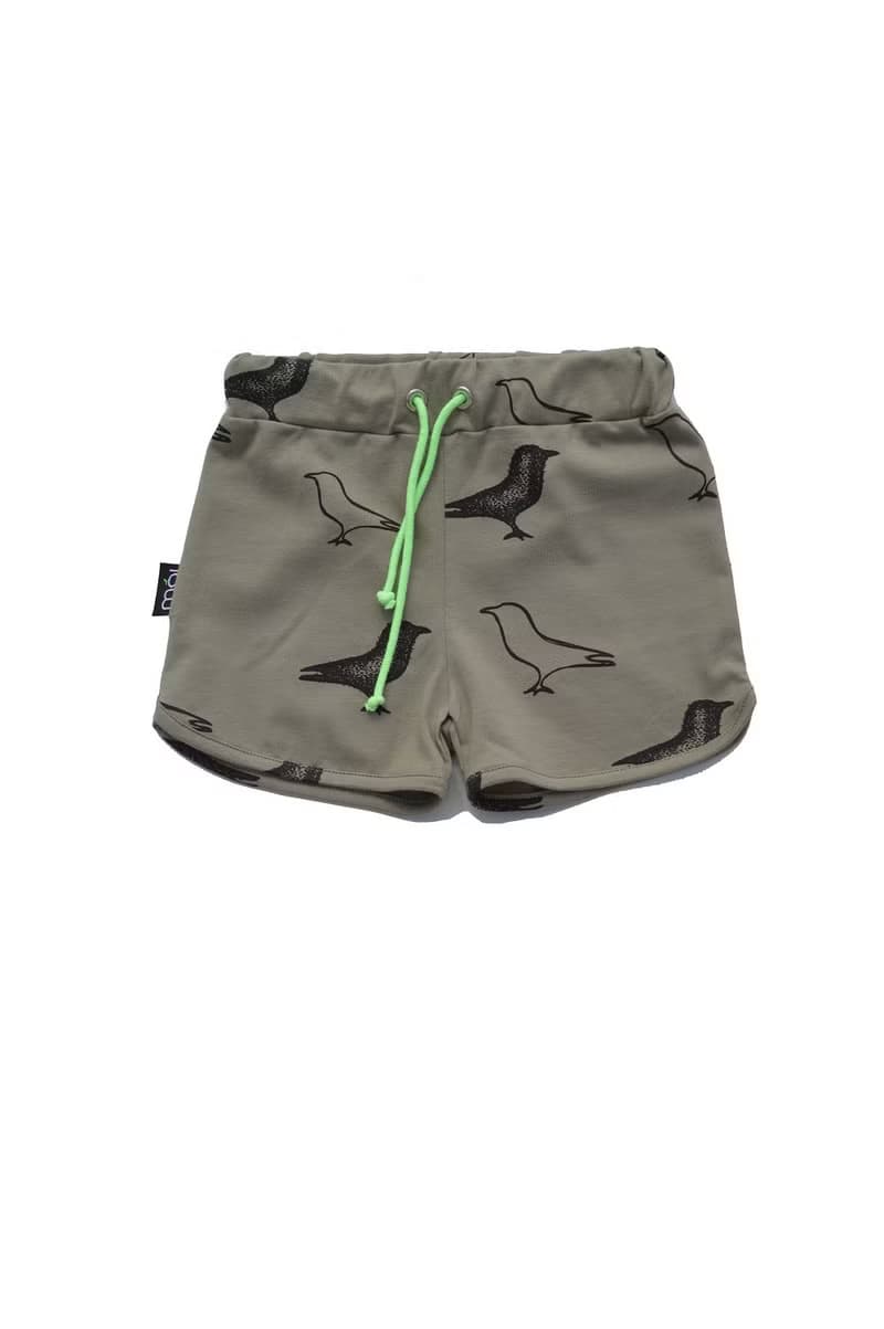 Moi Kids 冰島有機棉童裝短褲6M至12M墨綠