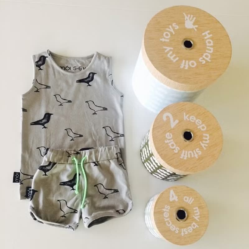 Moi Kids 冰島有機棉童裝短褲6M至12M墨綠