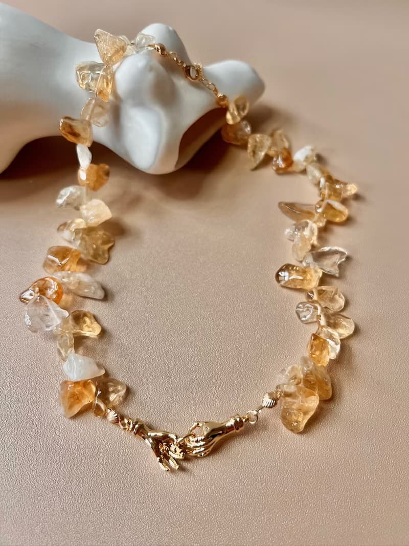 14K天然黃水晶串珠項鍊 | 14K 滿額贈 生日 禮物