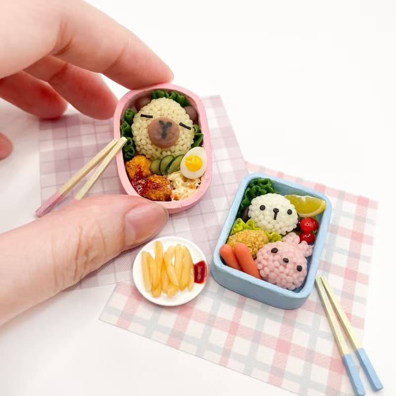黏土袖珍食物|迷你造型便當-兩款可選  /食玩/娃物/收藏/