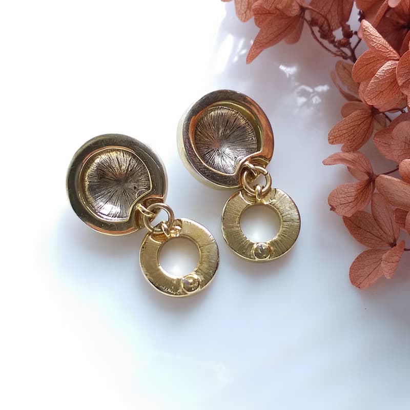 Vintage Jewelry 西洋古董飾品 摩登 厚實 金銀雙色調 針式耳環