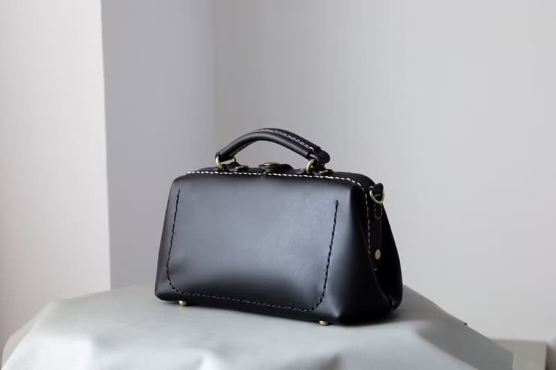 天使之眼 复古横版医生包斜挎包 手提口金包 巧克力色