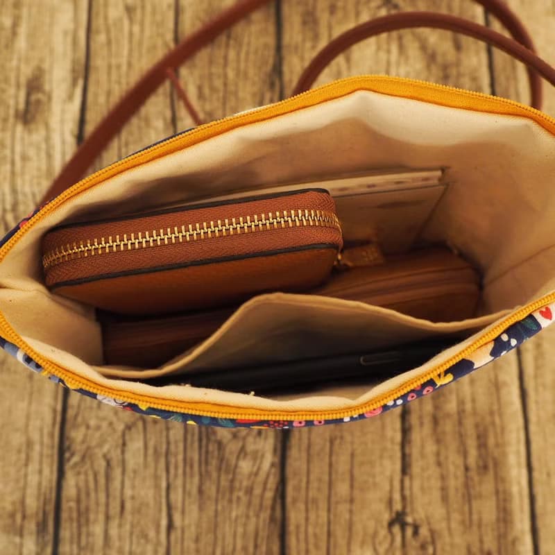 手工縫製托特側肩包帆布手袋化妝包 滑浪貓貓圖案