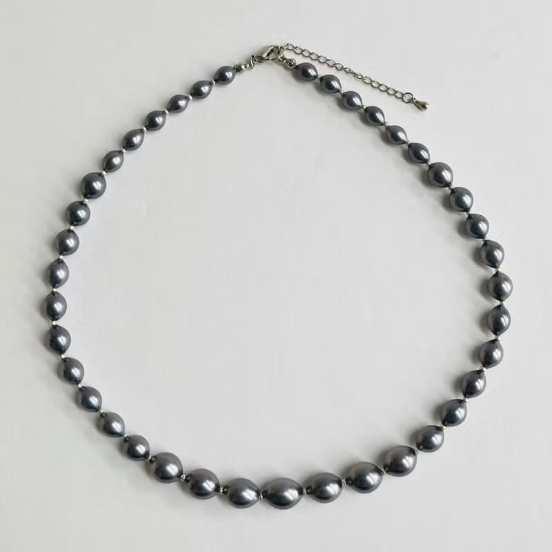 ガラスバロックパールグラデーションネックレスM/約45cm/プルーン/made in japan