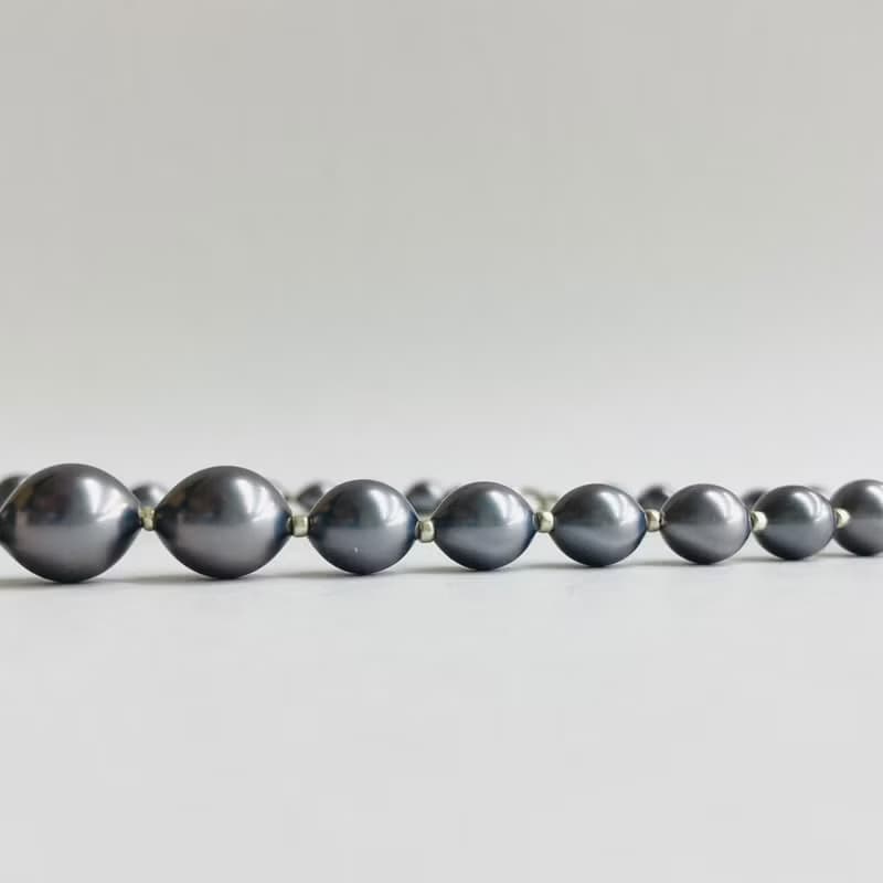 ガラスバロックパールグラデーションネックレスM/約45cm/プルーン/made in japan