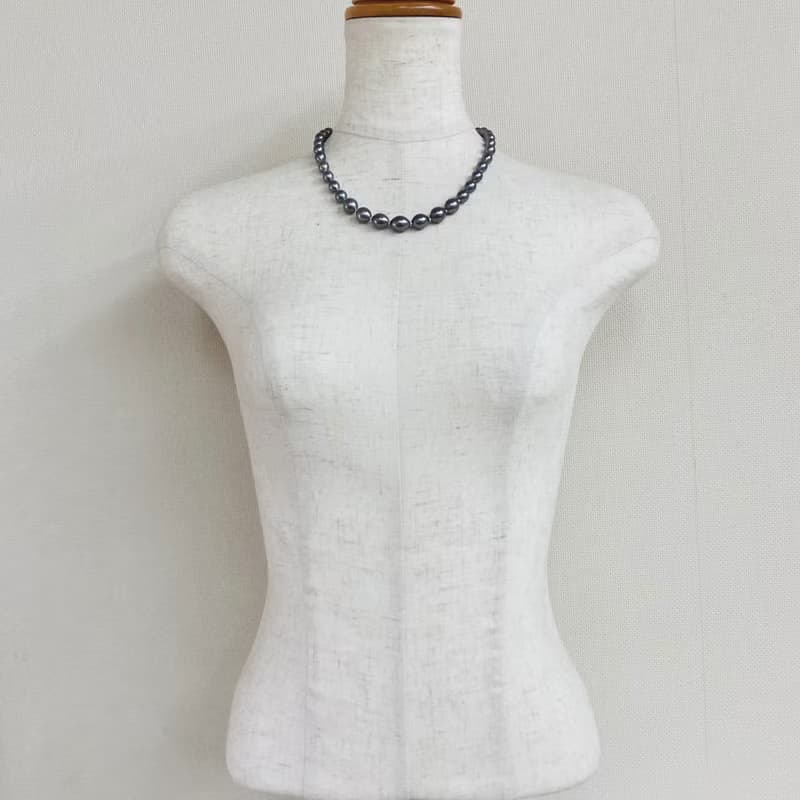 ガラスバロックパールグラデーションネックレスM/約45cm/プルーン/made in japan