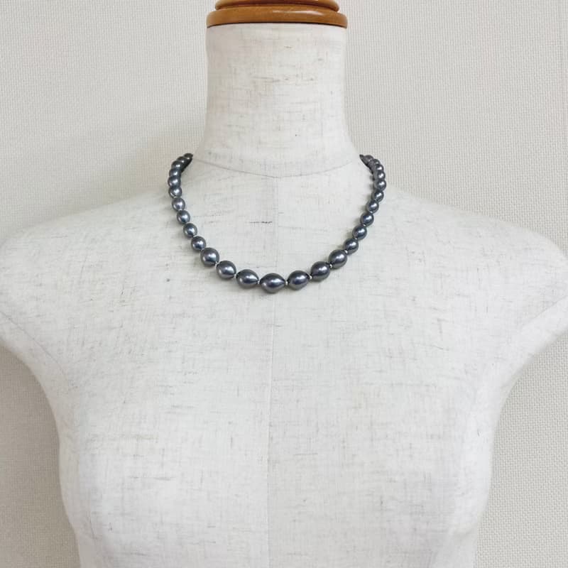 ガラスバロックパールグラデーションネックレスM/約45cm/プルーン/made in japan