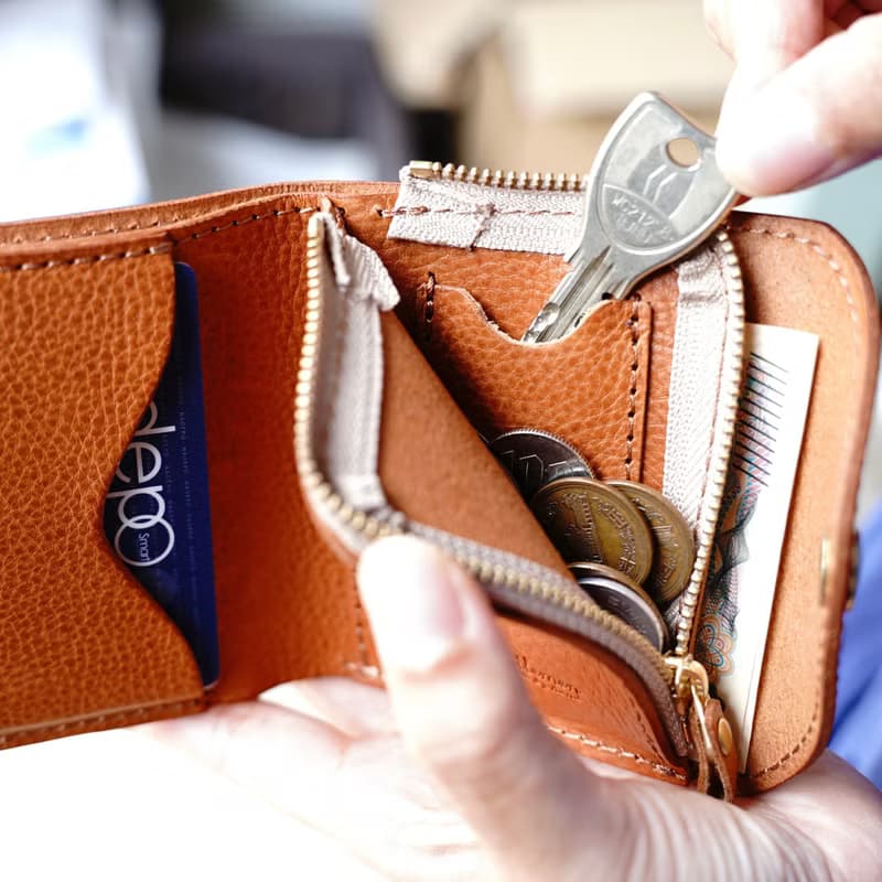 お札入れ ファスナー 財布 ミニ財布 コンパクト 革財布 レザー イタリアンレザー 革