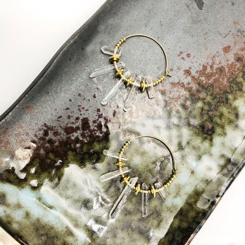 水晶14kgf耳環 波希米亞耳環 防過敏 天然水晶 情人節禮物