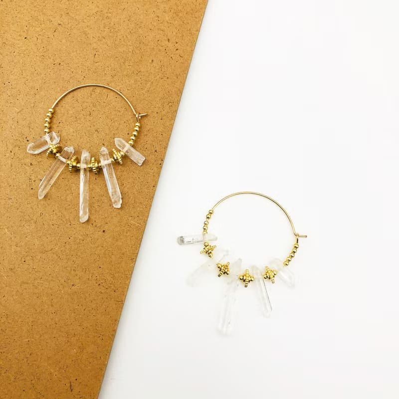 水晶14kgf耳環 波希米亞耳環 防過敏 天然水晶 情人節禮物