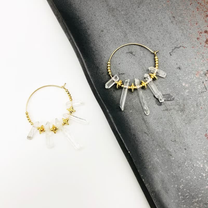 水晶14kgf耳環 波希米亞耳環 防過敏 天然水晶 情人節禮物
