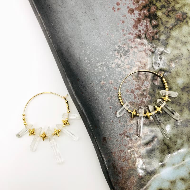 水晶14kgf耳環 波希米亞耳環 防過敏 天然水晶 情人節禮物