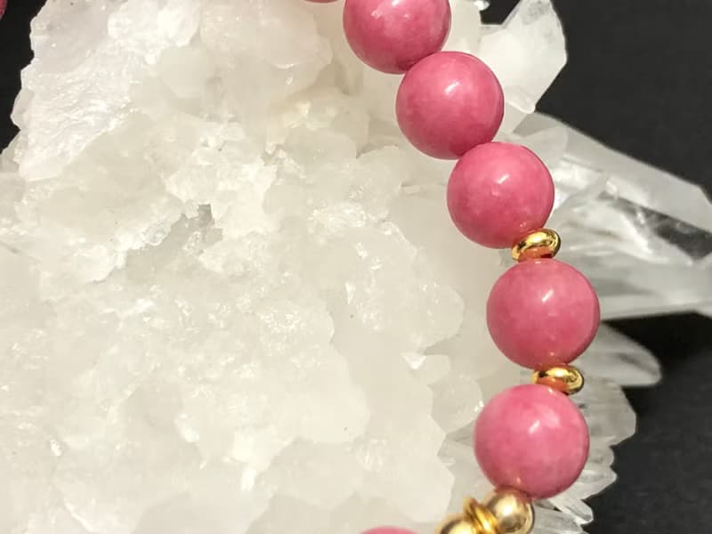 快速出貨天然石薔薇輝石手鍊 玫瑰石手鏈 如意鍍金手鍊