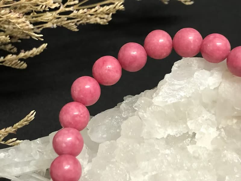 快速出貨天然石薔薇輝石手鍊 玫瑰石手鏈 如意鍍金手鍊