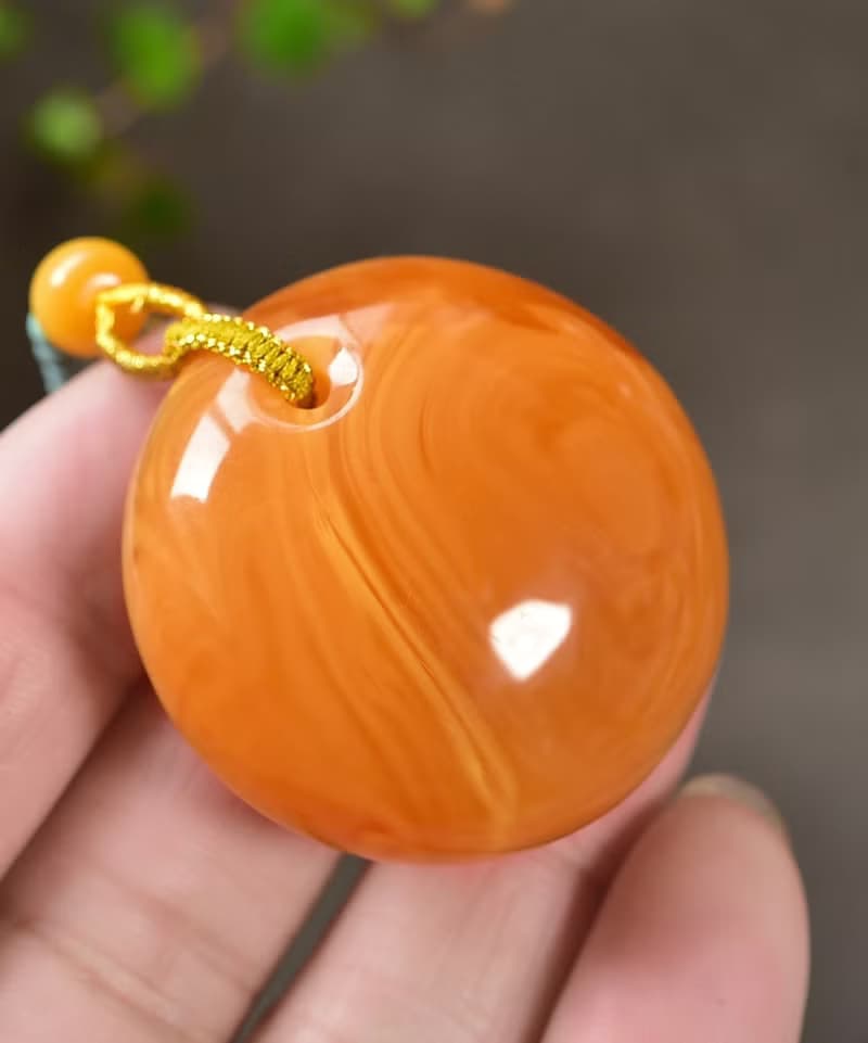 收藏級 天然俄料老蠟雞油紅公主扣吊墜 滿蜜雞油黃 飽滿圓潤
