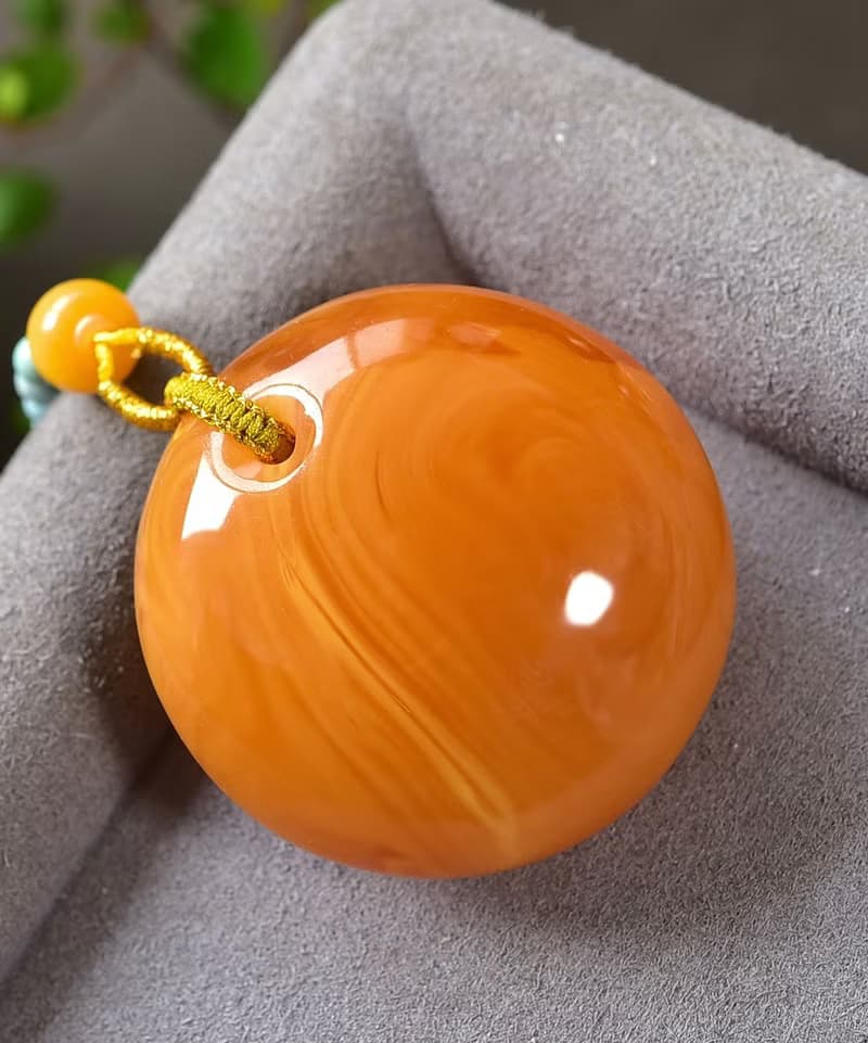 收藏級 天然俄料老蠟雞油紅公主扣吊墜 滿蜜雞油黃 飽滿圓潤