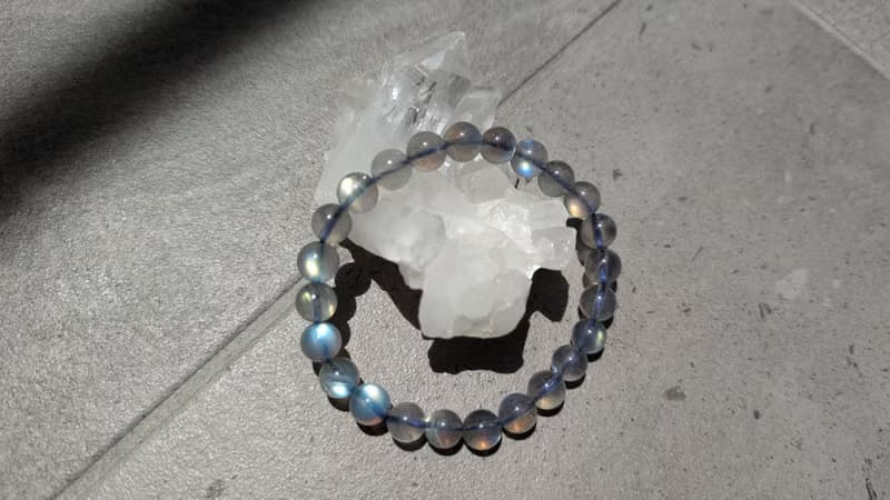 天然拉長石 水晶手鍊【7mm】