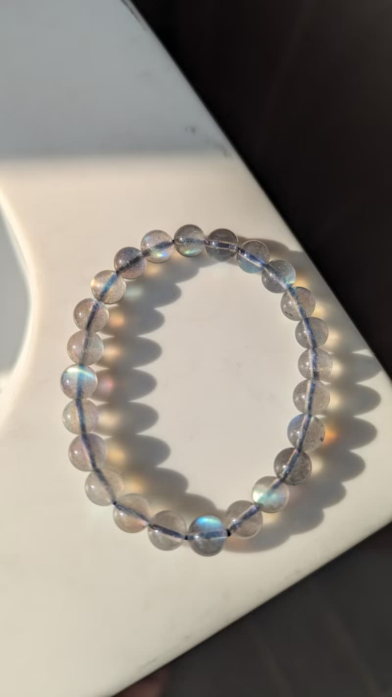 天然拉長石 水晶手鍊【7mm】