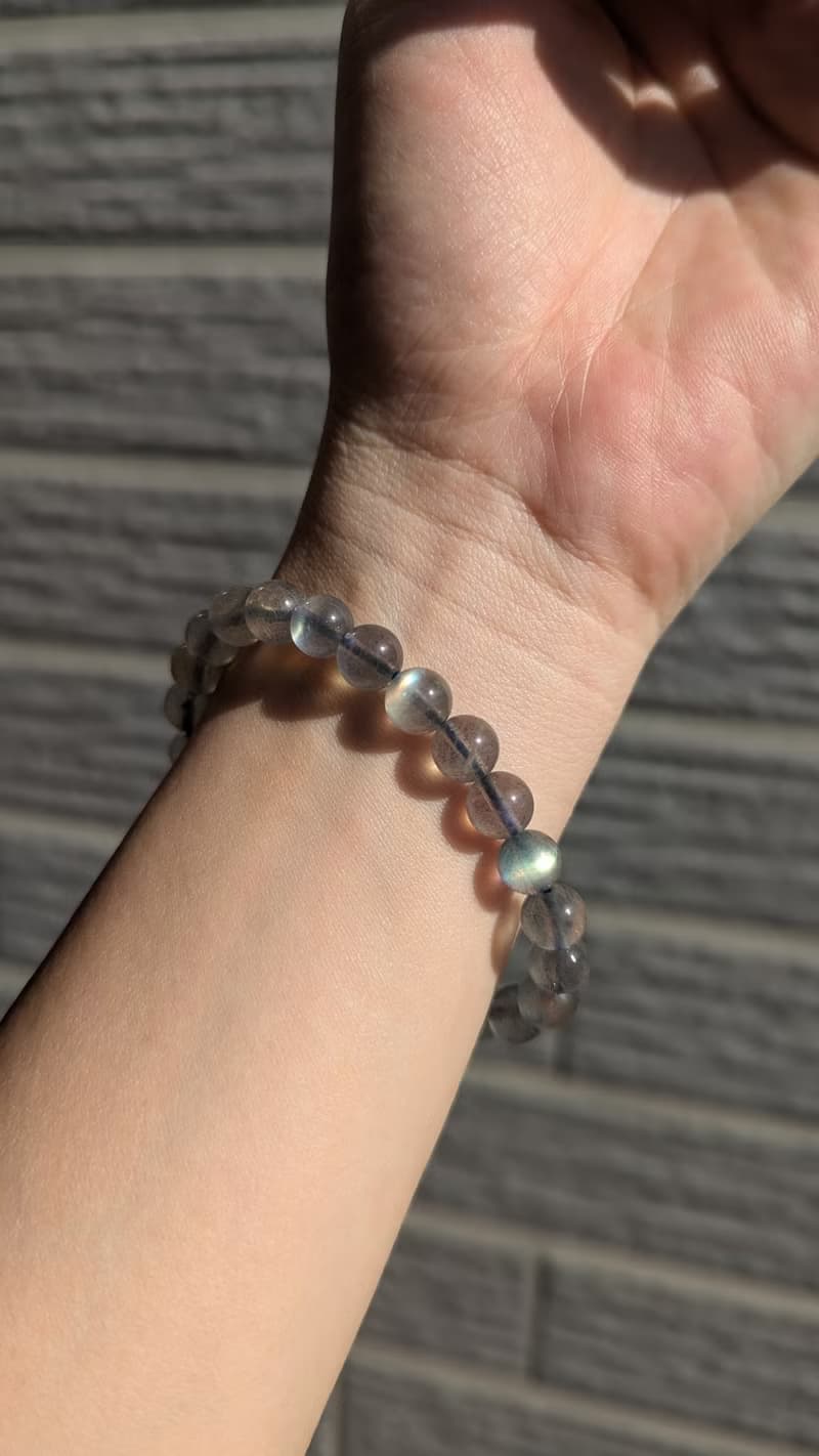 天然拉長石 水晶手鍊【7mm】
