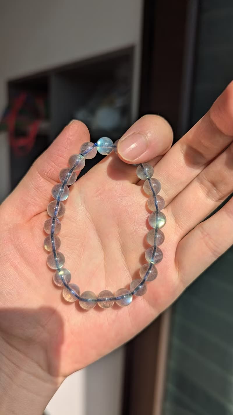 天然拉長石 水晶手鍊【7mm】