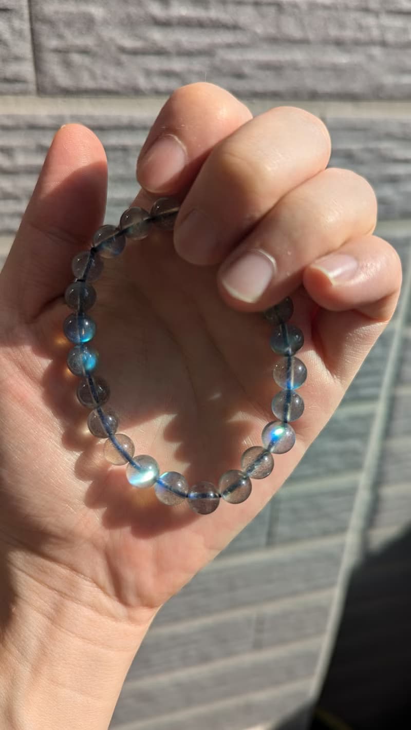 天然拉長石 水晶手鍊【7mm】