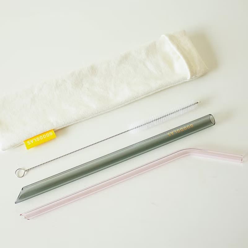 好玻 GOODGLAS | 玻璃吸管組-粉&黑