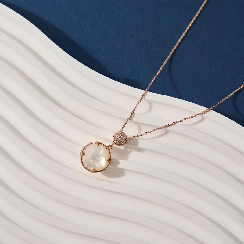 微鑲鋯石貝殼項鍊 (珍珠母貝)共兩色