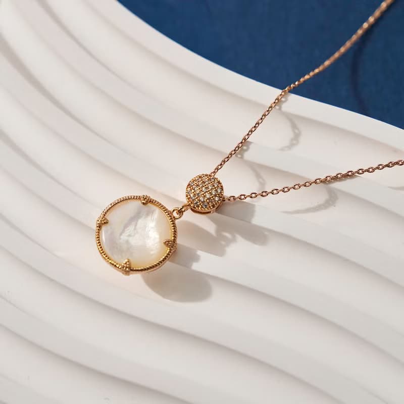 微鑲鋯石貝殼項鍊 (珍珠母貝)共兩色