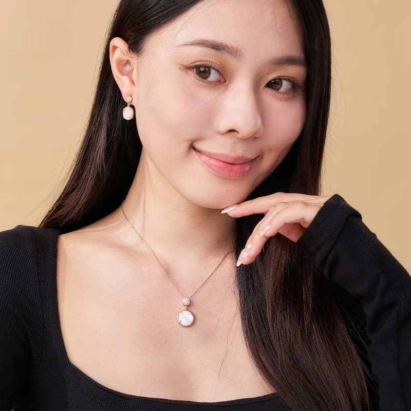 微鑲鋯石貝殼項鍊 (珍珠母貝)共兩色