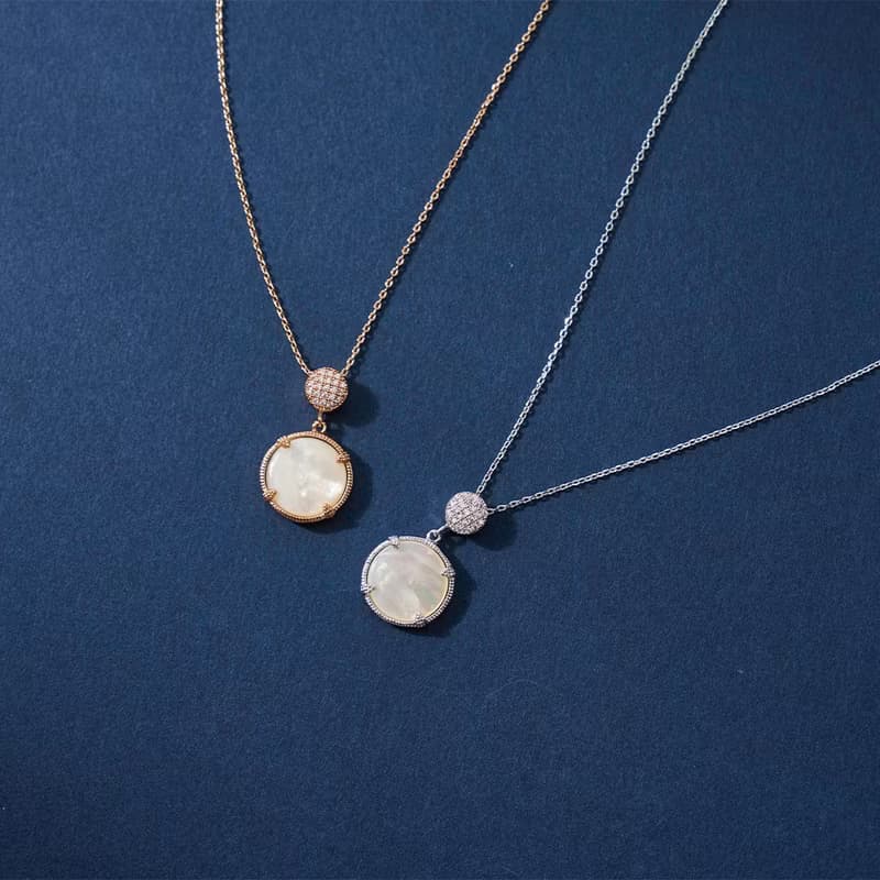 微鑲鋯石貝殼項鍊 (珍珠母貝)共兩色