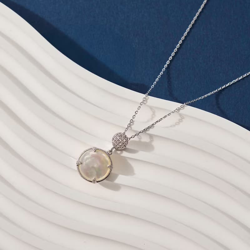微鑲鋯石貝殼項鍊 (珍珠母貝)共兩色
