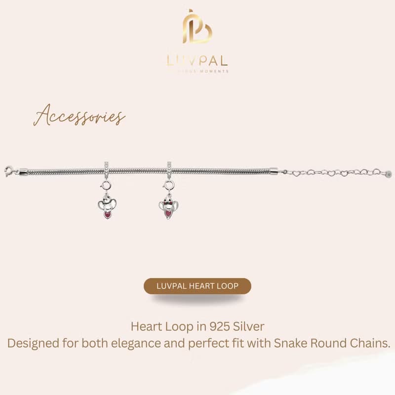 Luvpal | 925 Sterling Silver Bracelet | Cockatiel Charm with Genuine Ruby Heart