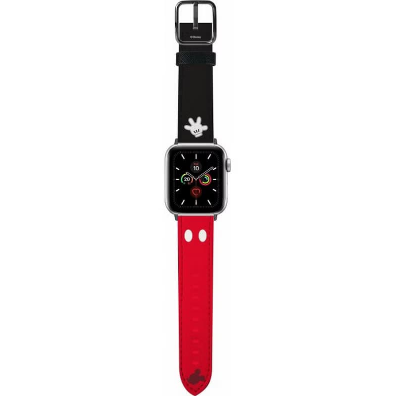 迪士尼米奇老鼠十字壓紋牛皮革Apple Watch真皮錶帶Series 1-8,SE